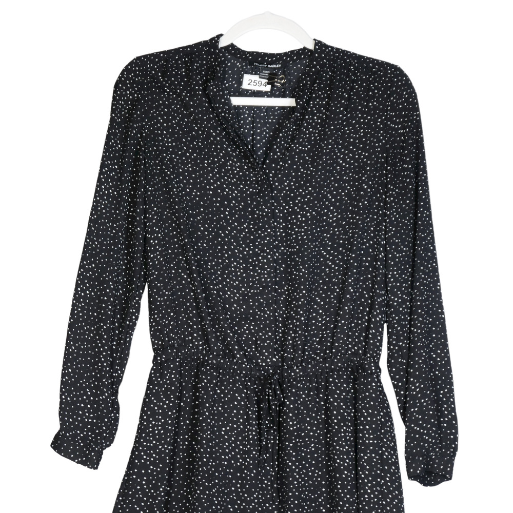 Hilary Radley Black Shirt Dress Womens Size XS Elastic Drawstring Long Sleeve - Picture 2 of 9